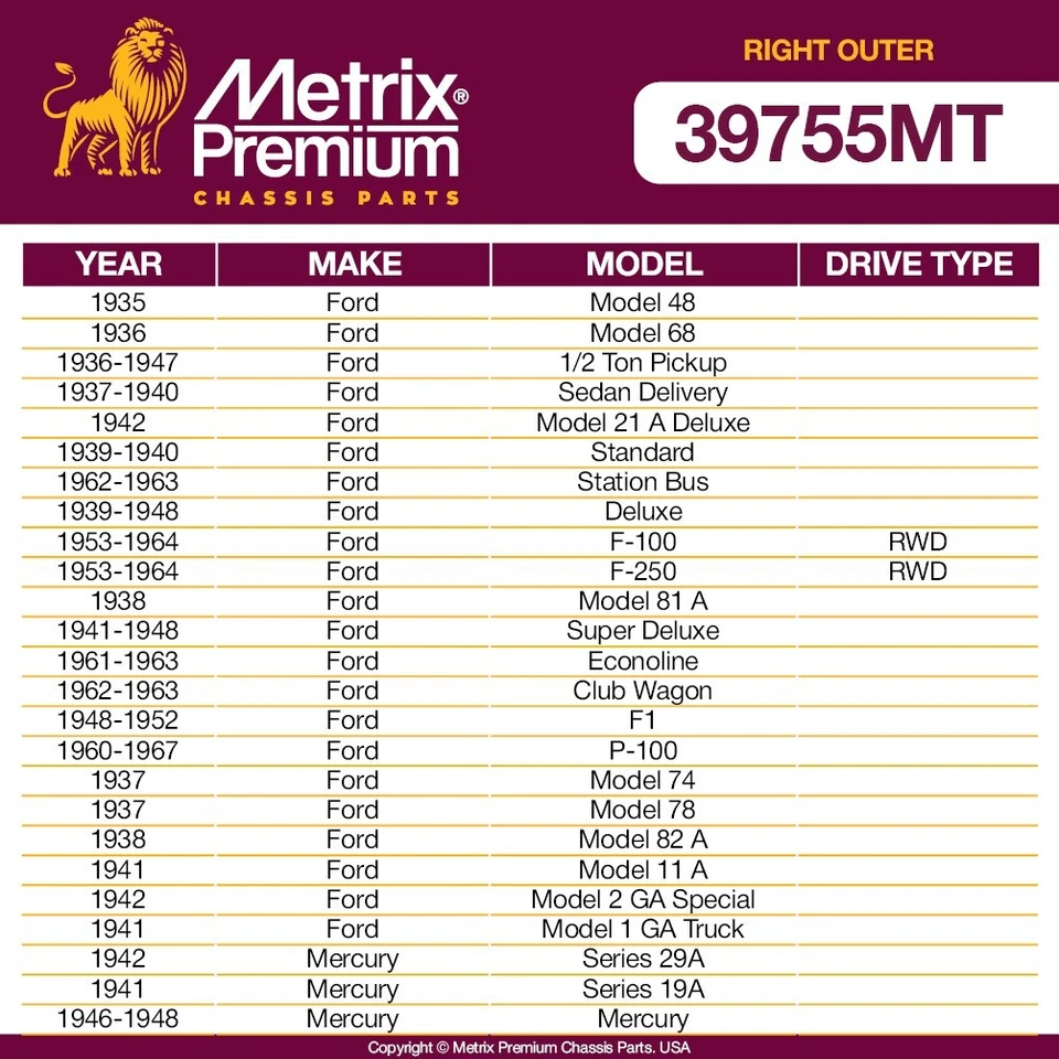 Extremo de barra de amarre exterior delantero derecho para Ford Club Wagon Station Bus 1962-1963 ES416R Foto 2 de 4