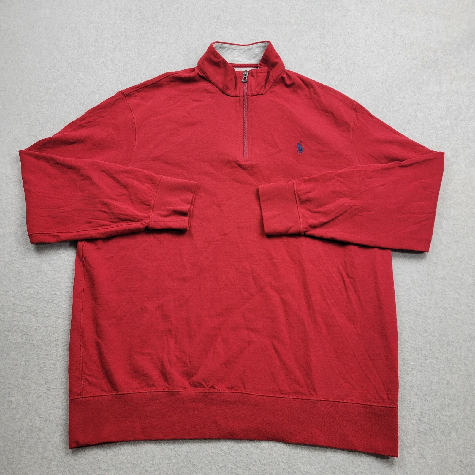 Polo Ralph Lauren Performance Maglione Uomo XL Rosso 1 4 Zip Felpa Blu Pony