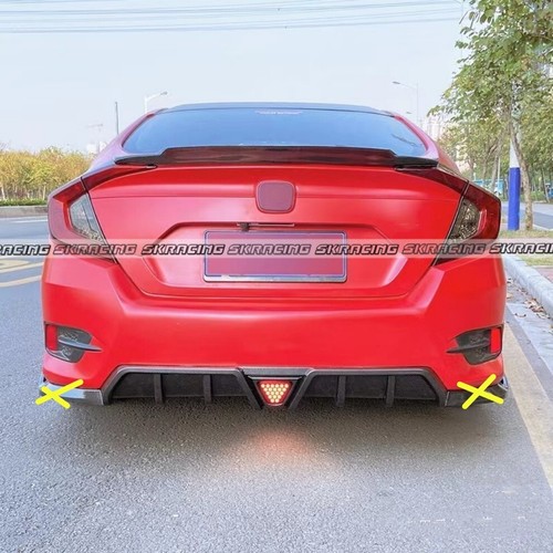Carbon Fiber STYLE Rear Bumper Diffuser+LED For 2016-2022 Honda Civic 4Dr Sedan - Picture 4 of 12