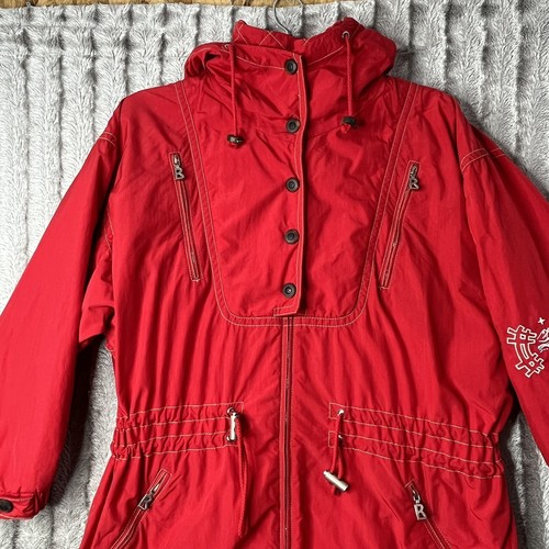 Vintage Bogner Ski Jacket Hooded Red Embroidered Polar Bears Pocketed Women 8-10 - Picture 6 of 16