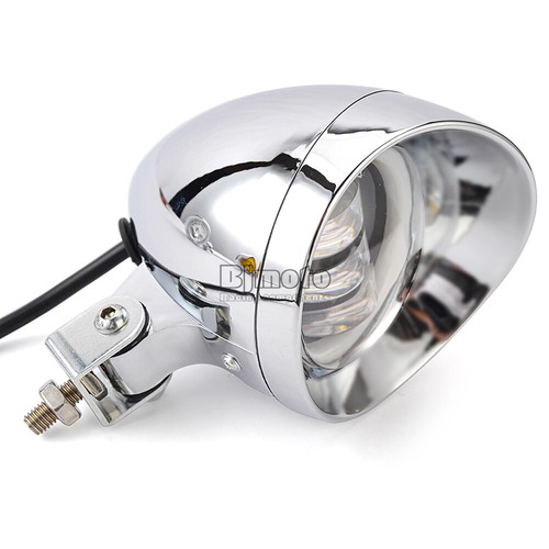 12V Chrome Universal Motorcycle Amber LED Driving Passing Spot Fog Light - Bild 3 von 13