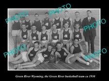 OLD 8x6 HISTORIC PHOTO OF GREEN RIVER WYOMING SCHOOL BASKETBALL TEAM 1930