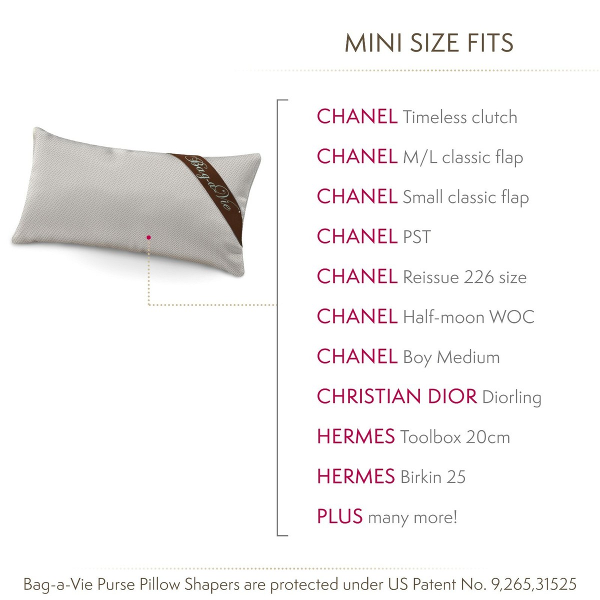 Bag-a-Vie Purse Shaping Pillow For / Fits Chanel M/L Flap Purse