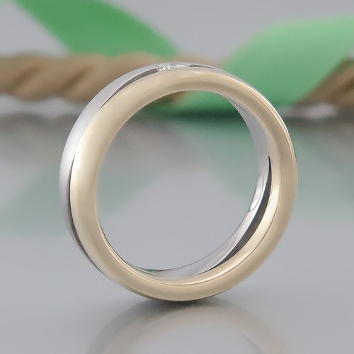 Rauschmayer Trauring / Ehering -1 Brillant (Diamant) ca. 0,07ct-14K/585 Bicolor - Bild 4 von 5