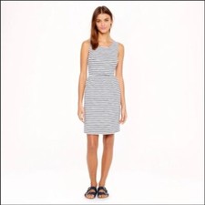 J CREW STRIPED PLEATED PONTE DRESS WITH ZIP BACK