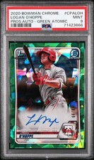 2020 Bowman Chrome Prospect #CPA-LOH Logan O'Hoppe Green Atomic Auto PSA 9