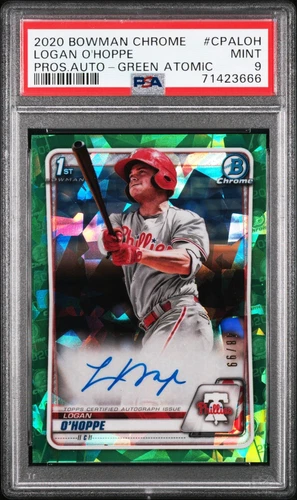 2020 Bowman Chrome Prospect #CPA-LOH Logan O'Hoppe Green Atomic Auto PSA 9