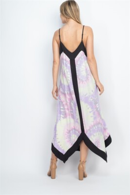 Black Pink and Lilac Tie Dye Maxi Dress Sundress Size Small Summer Travel |  eBay