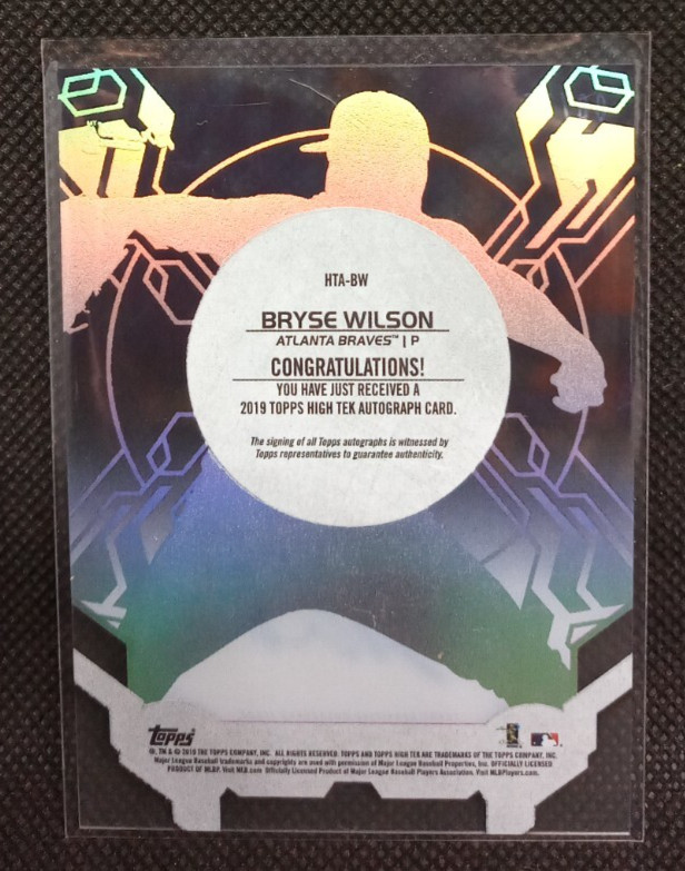 Bryse Wilson Pitcher Atlanta Braves # HTA-BW 2019 Topps High Tek Pink Auto, RC