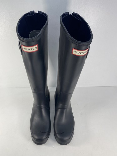 Hunter Black Navy Blue Back Zip Rubber 