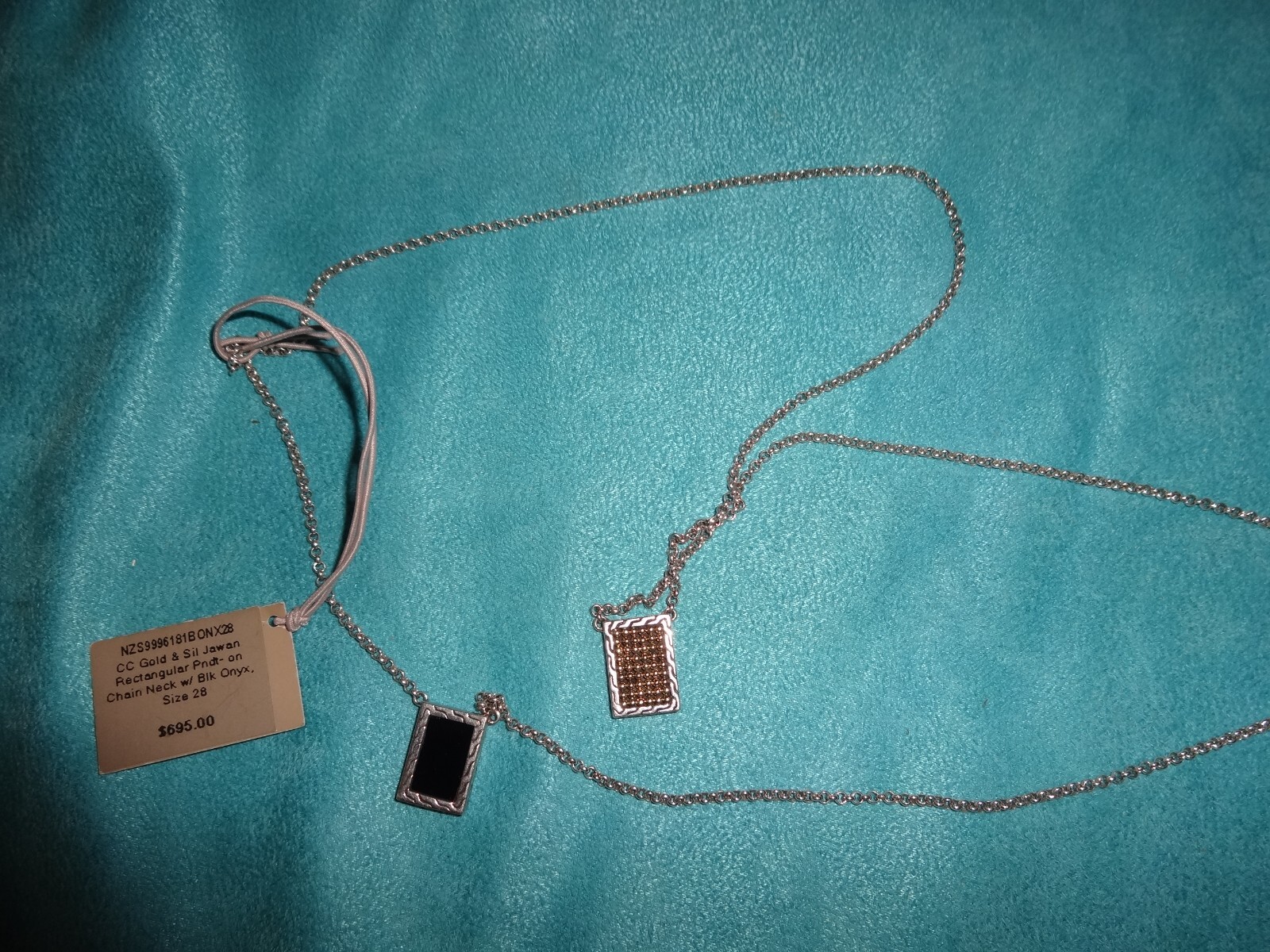 JOHN HARDY Legend Scapular 925 18K GOLD ONYX Pendant Necklace 28" 695