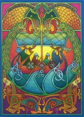 EASTGATE RESOURCE Courtney Davis ~ Viking Ship ~ Celtic Pagan Alternative Blank Greeting Card