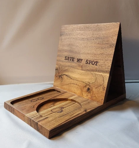 Wooden Engraved Desk Organizer Coffee Glasses Save My Spot Solid Wood Station 