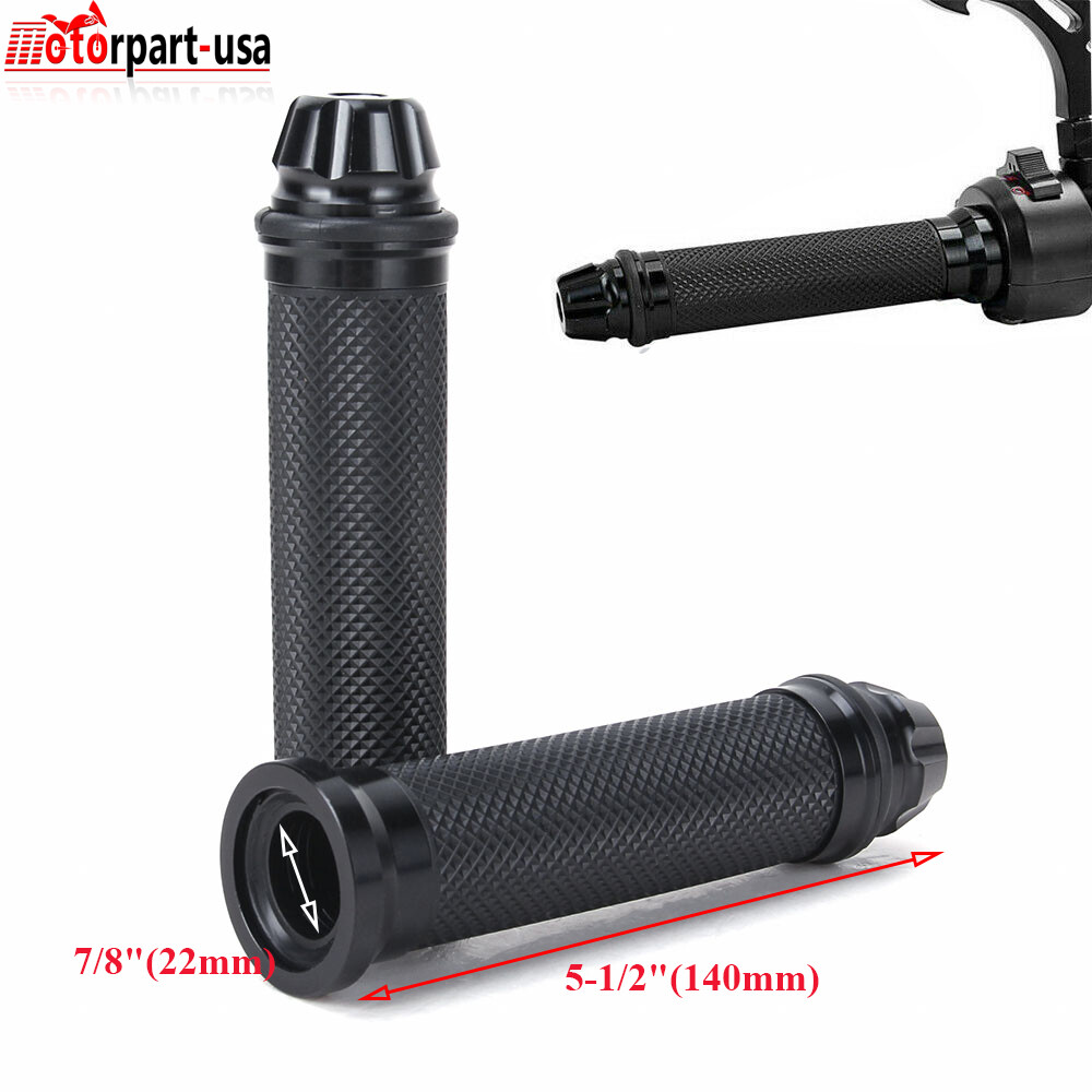 Black 7/8'' 22mm Handlebar Hand Grips Rubber Gel For Honda Suzuki Yamaha Kawasai