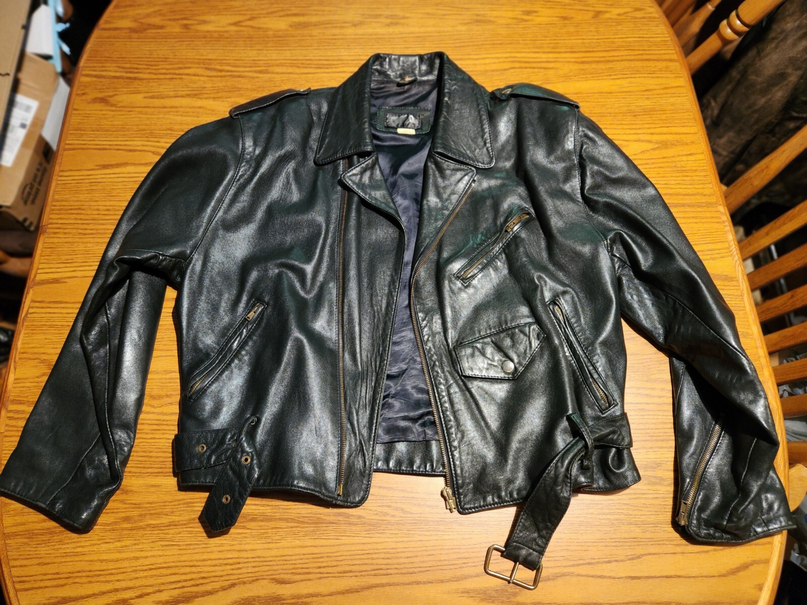 Perfecto Style English Leather "Q" Brand Jacket Sz M Made In England. EUC.