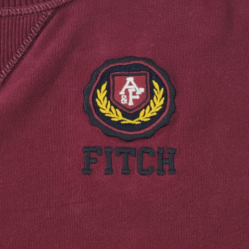 Vtg Abercrombie & Fitch Mens Sweatshirt L Burgundy *Muscle* L/S Logo Crest - Picture 6 of 9