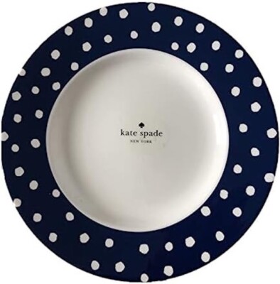 Kate Spade Primrose Drive Dot Cobalt Lenox Accent Plates Set Of 2 New