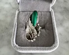 New ListingVINTAGE NAVAJO STERLING SILVER MALACHITE LONG RING SIZE 7.5 ARTIST SIGNED H 5.9g