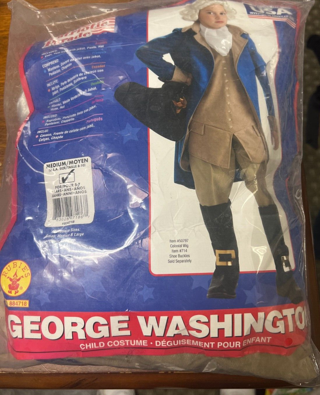 Kids Costumes: NEW George Washington Costume for Halloween, Size M. 8-10