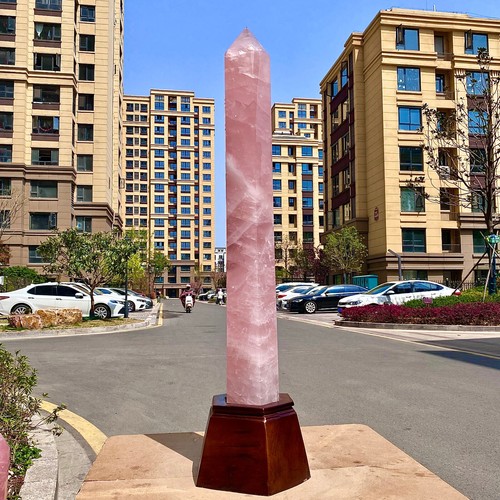 Pink Quartz Point w/ Wood Stand - Single Terminated - Healing Crystal - 24LB - Picture 4 of 13