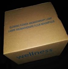 NEW Wellness Glowing Flower Aromatherapy Lamp New in Box Purple & White Flowers