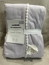 Pottery Barn Kids Chambray tassel Duvet Cover TWIN Purple Lavender