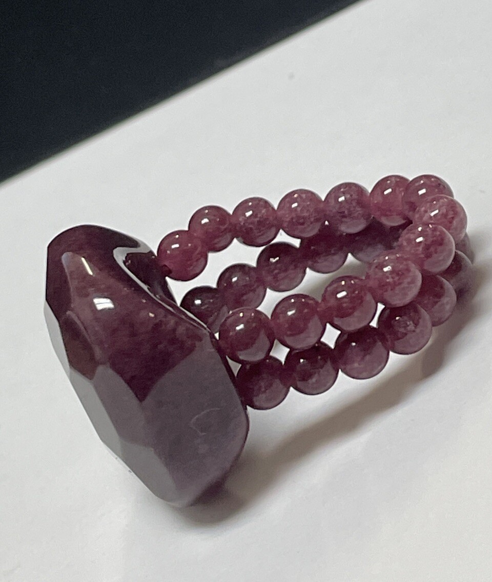 Ruby GEMSTONE FACETED GEMSTONE RING BEADED BAND S… - image 4