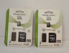 NEW 2 Pack Dane Elec 4GB Micro SDHC Memory Cards SD Adapter USB Drive adapter