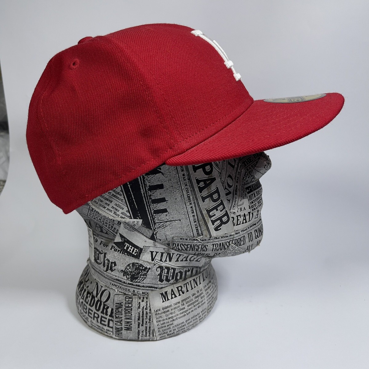 New Era 59fifty 7 1/4 LA Dodgers Red Baseball Cap Hat