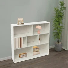 7 Compartments Bookcase, Warm White Bookcase Warm White for Study Rooms, Offices