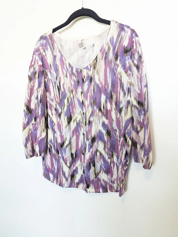 Suéter J Jill Mujer Extra Grande Púrpura Mezcla de Lino Suéter Maduro Cárdigan Foto 2 de 4