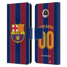 PERSONALIZED FC BARCELONA 2020/21 KIT LEATHER BOOK CASE FOR MOTOROLA PHONES