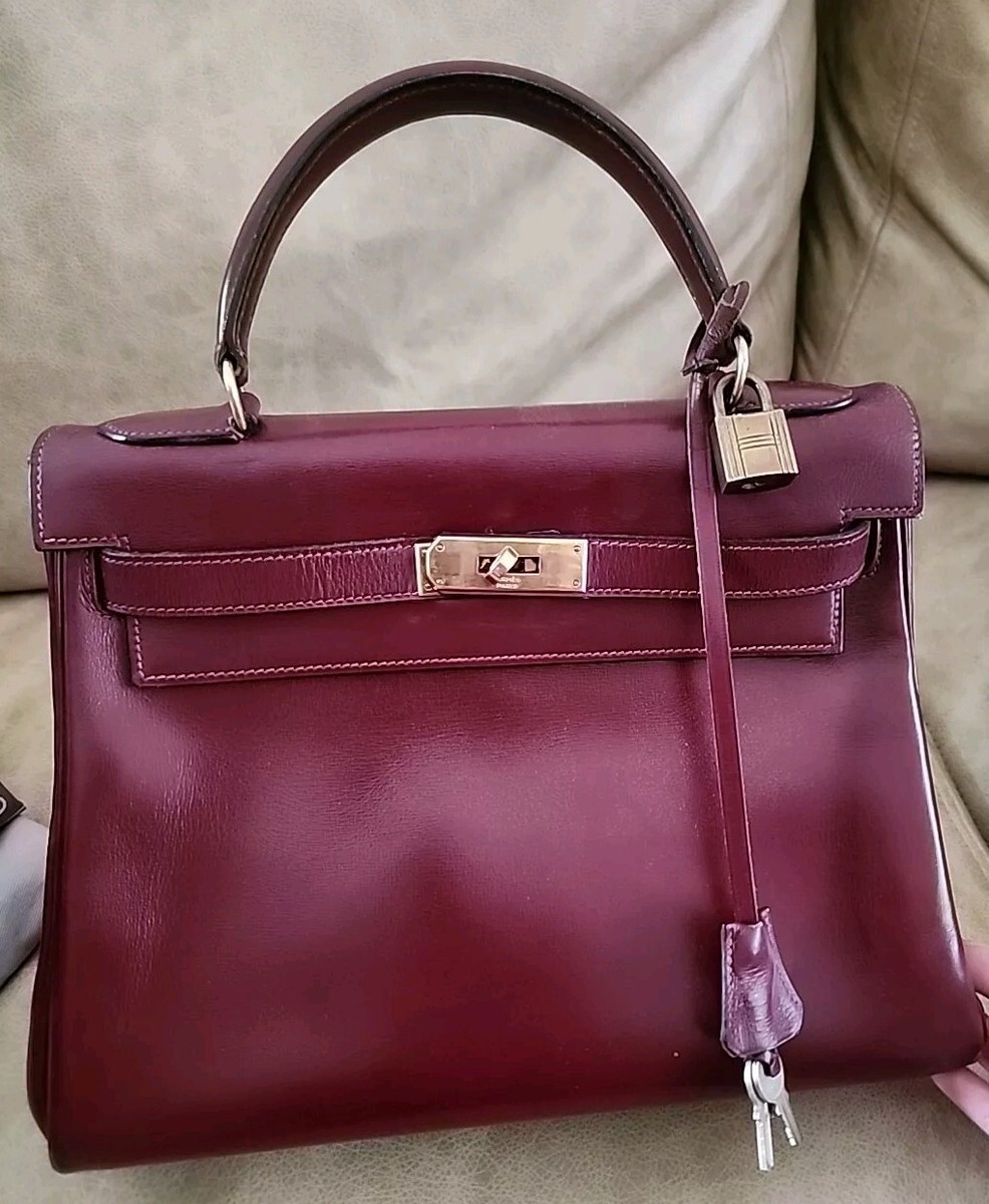 Hermes Retourne Box Calf Kelly Handbag 28 Rouge Deep Red Hermes Retourne Box Calf Kelly Handbag 28 Rouge Deep Red
