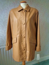 Bnwt Vintage Ladies Milan Caramel/light Brown Soft Leather Coat/jacket Size 16