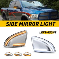 Pair For 2009-2018 Dodge Ram 1500 Sequential LED Mirror Turn Signal Puddle Light