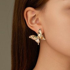 14K gold Plated conch shell butterfly earrings stud dangle earrings for women