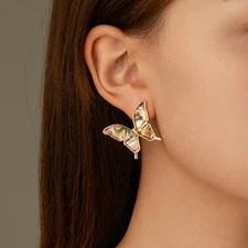 14K gold Plated conch shell butterfly earrings stud dangle earrings for women