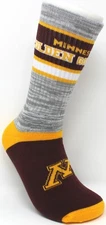 Minnesota Golden Gophers NCAA For Bare Feet Double Deuce Gray Crew Socks *Large