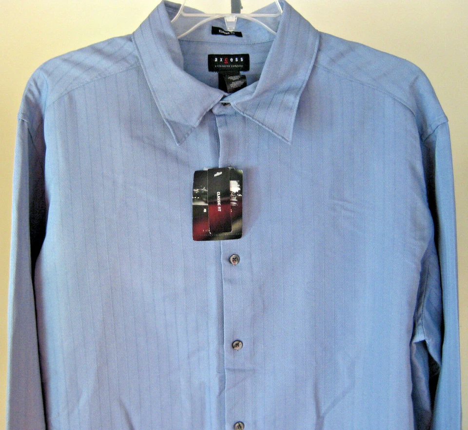 NUEVO CON ETIQUETAS Camisa Informal de Vestido AXCESS LS Para Hombre Talla XXL Azul Sólido Calce Clásico Ligera Foto 4 de 4