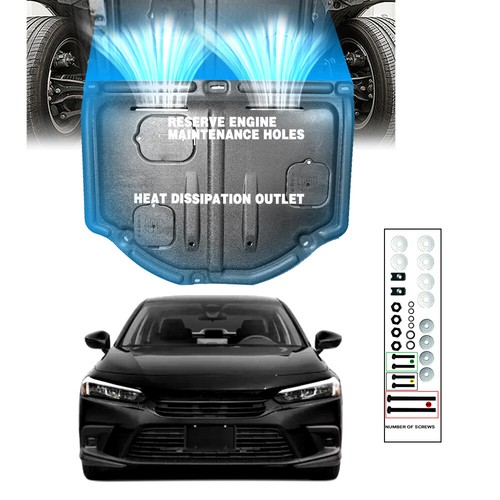 For Honda civic 1.5T 2022-2023 Black Front Engine Splash Shield Under Cover 1pcs - Picture 10 of 16