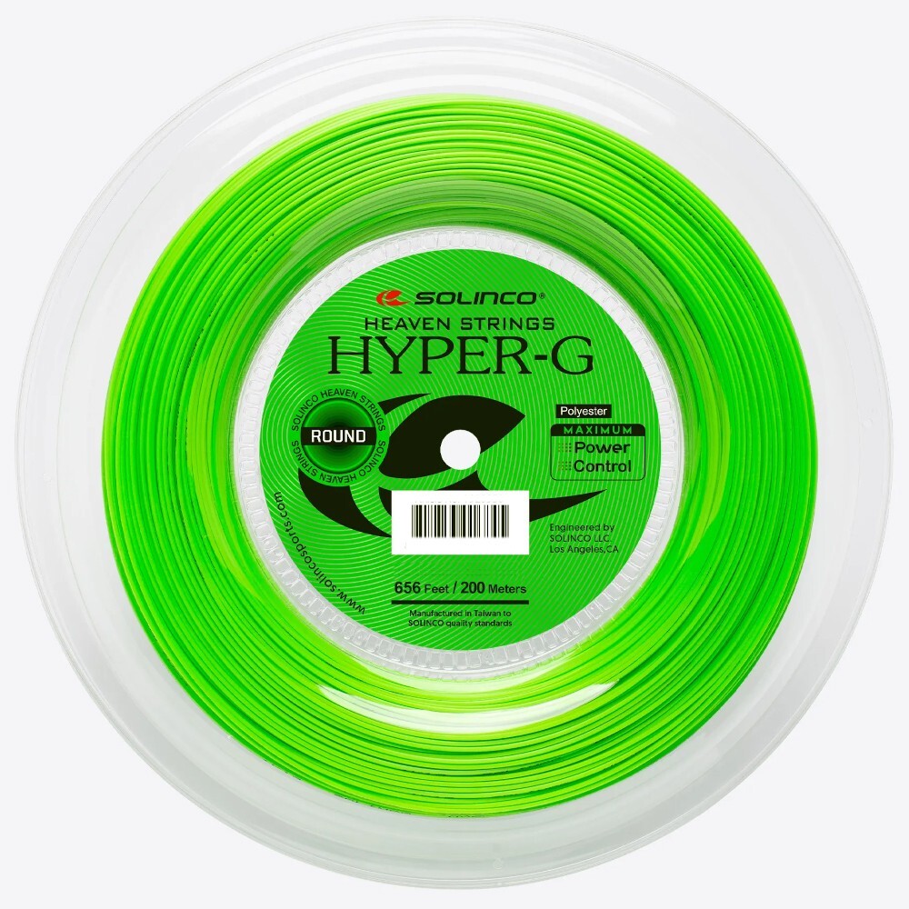 Solinco Hyper-G Round Tennis Racket String - 1.20mm / 17 - 200m Reel - Green
