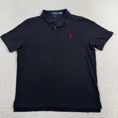Polo Ralph Lauren The Iconic Mesh Shirt Herren Large Classic Fit Schwarz Rot Pony