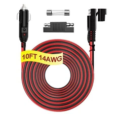 12V/24V Cigarette Lighter Plug to SAE Quick Release Adapter Extension 14AWG 1...