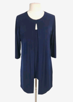 SUSAN GRAVER EVERY DAY Women Two Layer One Pcs Tunic Top Petti MP Navy Blue 48A
