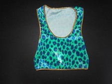 NWOT DANCE COSTUME VEST Gold Glittered Velvet Leopard w/ bowtie unisex xs child