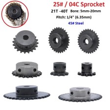 TOOTH CHAIN SPROCKET FOR 25 04C ROLLER CHAIN, 21-40T, PITCH 1/4" BORE 6-20mm