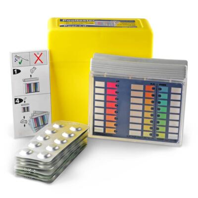 Pooltester H2O2, Biguanide PHMB, pH-Wert mit je 8 Skalenwerten + 80 Tabl. Pool 