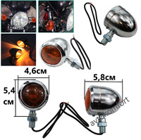 2X Motorrad Chrom Metall Kugel Blinker Licht Blinker FüR Harley Chopper