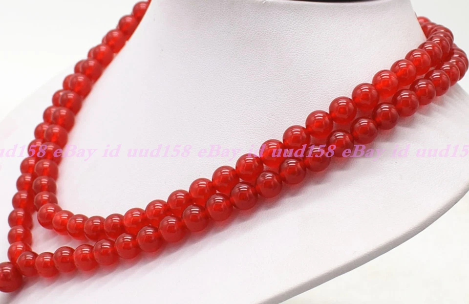 天然红色玉髓西藏佛教 108 祈祷珠玛拉项链 — 第 3/4 张图片