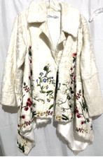 New Oscar de la Renta Runway Embroidered Lamb Fur Drape Dress Jacket Coat US 6